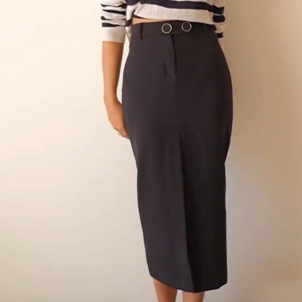 NEW ZARA STRAIGHT FIT BLACK MIDI SKIRT